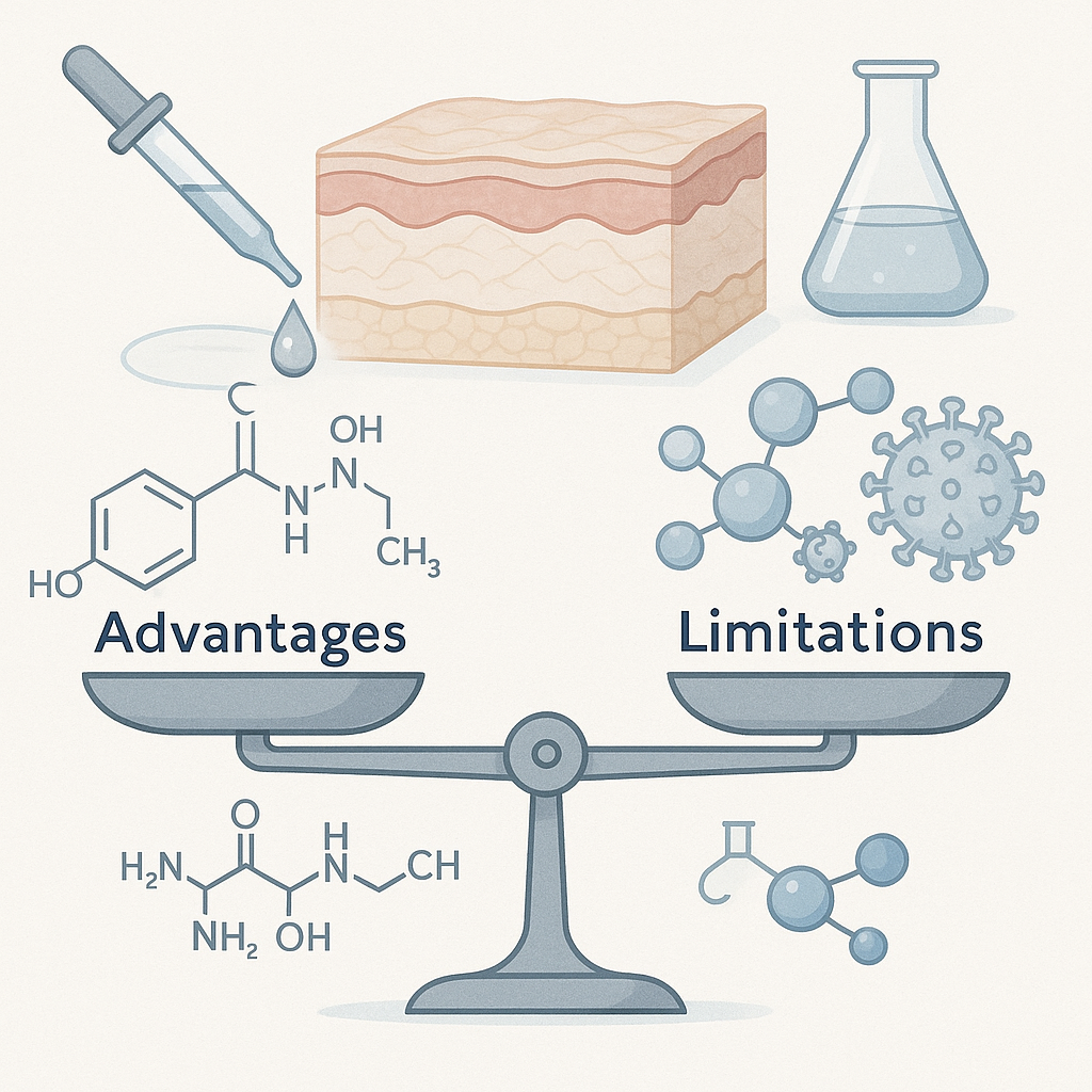 SNAP-8 topical Botox alternative - Advantages and Limitations of Topical Application research illustration for SNAP-8 Topical Botox Alternative Research & Applications