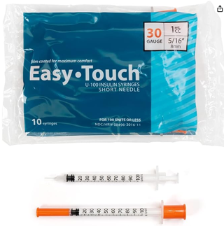 Easy Touch U-100 Insulin Syringe with Needle
